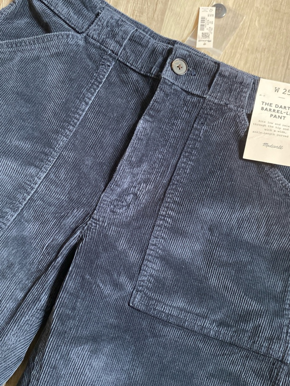 Madewell Women's Corduroy Barrel Leg Pants - Blue - Picture 5 of 7